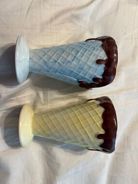 Royal Norfolk Ceramic Ice Cream Cone- Blue & Yellow with Chocolate Drip